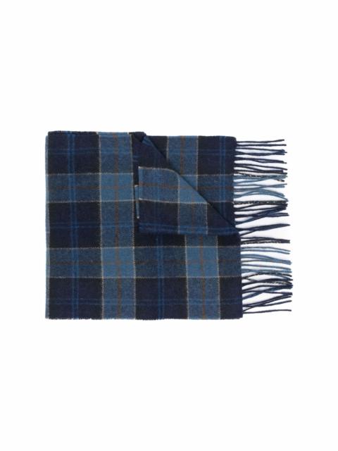 tartan-print knitted scarf