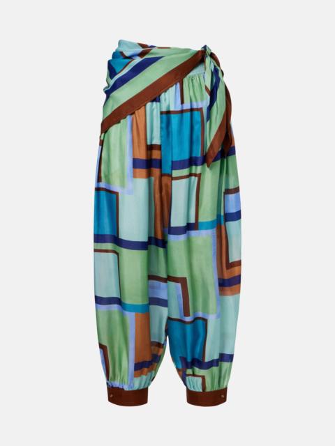 Zimmermann Como printed silk satin tapered pants