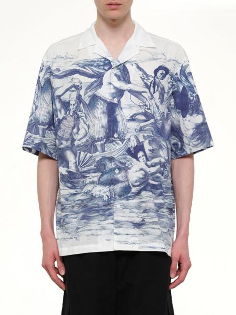 EGONLAB Breizh print Cuba Shirt in Blue