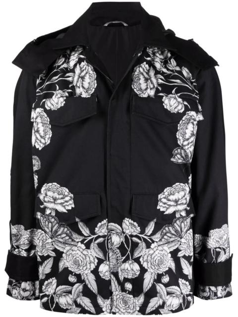 Valentino Dark Blooming-print hooded jacket