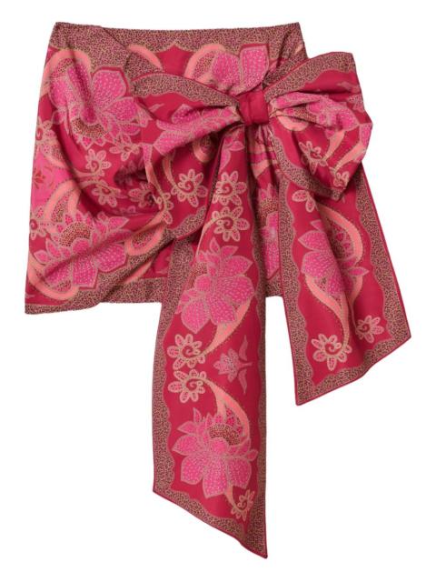 FARM RIO bow-detail floral-print mini skirt