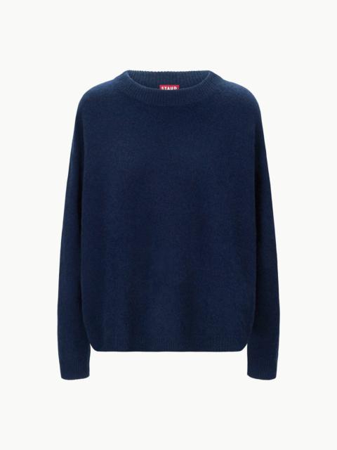 STAUD SERRANO CASHMERE RELAXED CREW NAVY