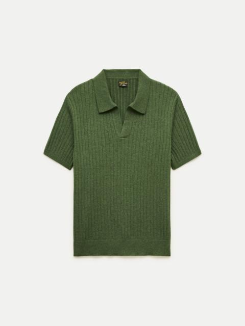 J.CREW Short-sleeve cashmere ribbed johnny-collar sweater-polo
