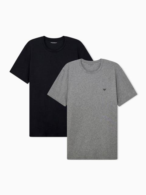 EMPORIO ARMANI TWO-PACK OF COTTON CREW-NECK T-SHIRTS WITH EMBROIDERED LOGO