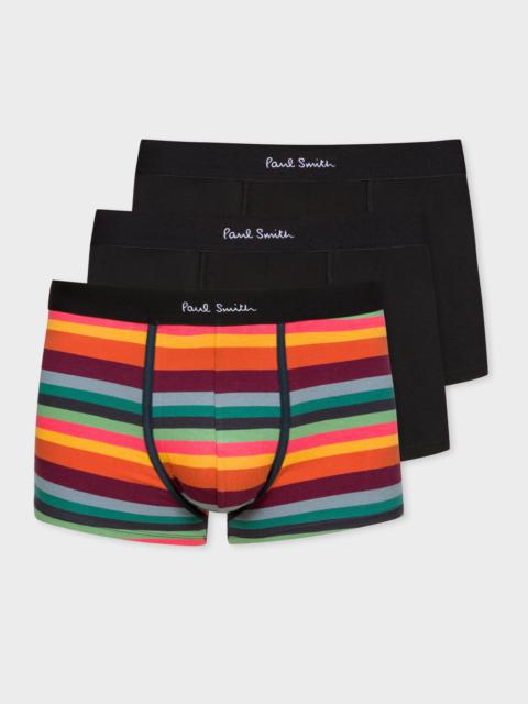 Paul Smith Organic-Cotton Black 'Artist Stripe' Boxer Briefs Three Pack