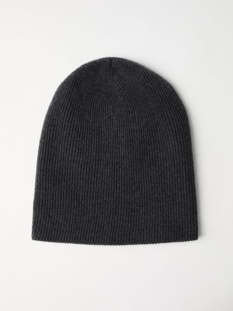 Cashmere English rib knit beanie