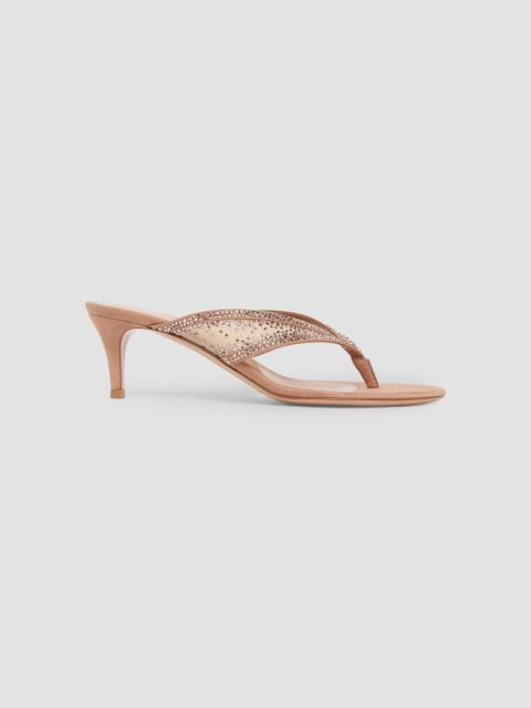 Gianvito Rossi Women's 55MM Crystal-Embellished Suede & Organza Sandals - Light Beige