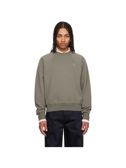 AMI Paris Taupe Cotton Tonal Ami de Coeur Sweatshirt