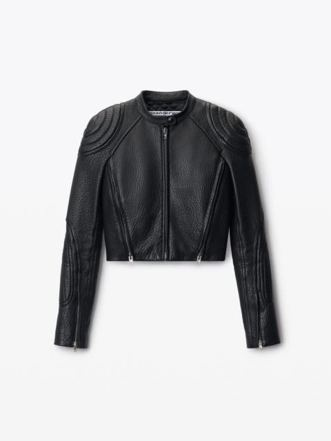 Alexander Wang cropped moto jacket in lambskin leather