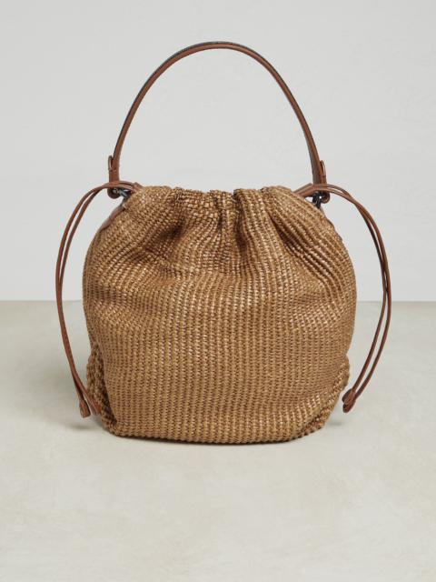 Brunello Cucinelli Techno raffia bucket bag with shiny handle