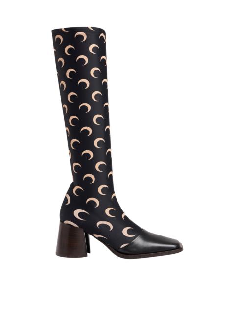 Marine Serre Regenerated All Over Moon Jersey Knee-High Boots
