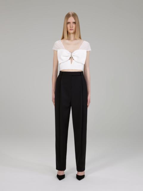 self-portrait White Crepe Bow Top