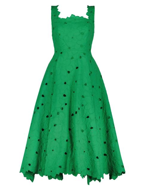 MAC DUGGAL Women's Cotton Floral Eyelet Embroidered Midi-Dress - Spring Green