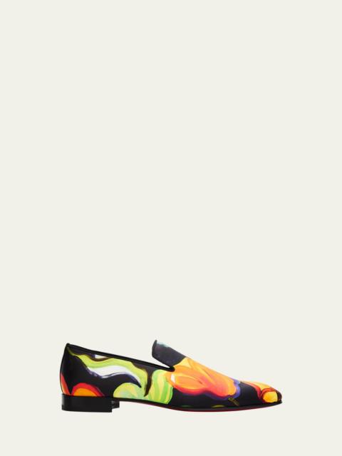 Christian Louboutin Men's Dandelion Floral Silk Red-Sole Loafers