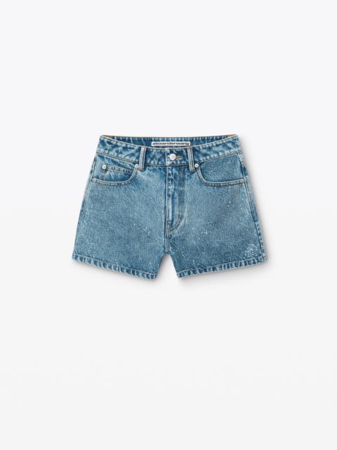 Denim High Rise Shorty In Clear Hotfix