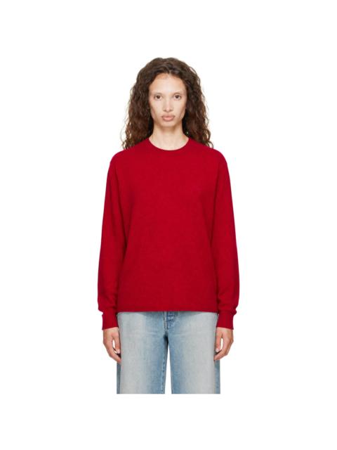 ssstein Red Extra Fine Wool Knit Crew Neck Sweater