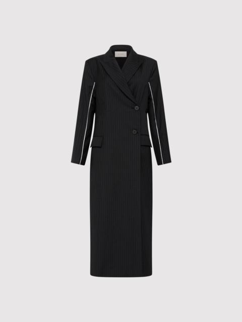 Pinstripe Maxi Coat - Black