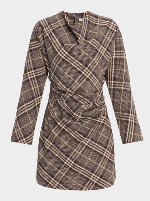 SIMKHAI Harpor Satin Long-Sleeve Mini Dress