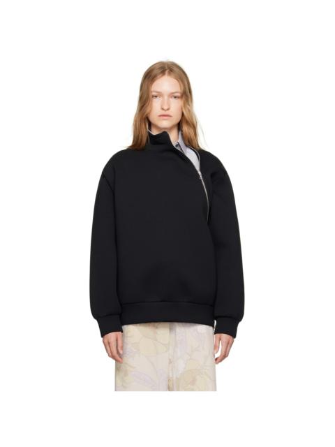 Dries Van Noten Black Asymmetric Zip Sweatshirt