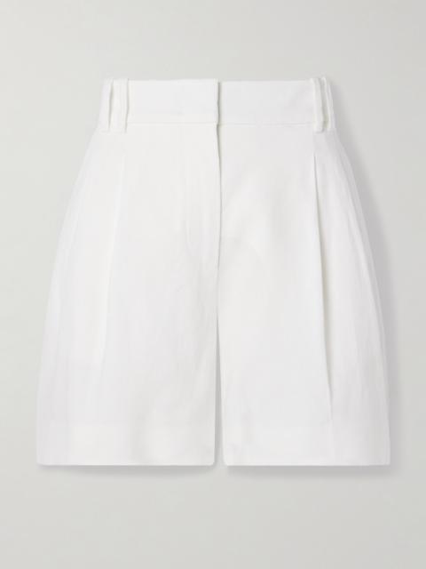 Another Tomorrow Pleated Linen Shorts