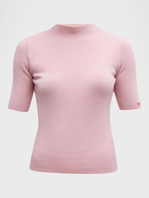 FRANCES VALENTINE Marie Mock-Neck Short-Sleeve Sweater