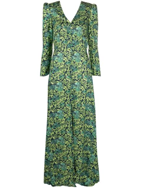 SALONI Margot V-neck silk long dress