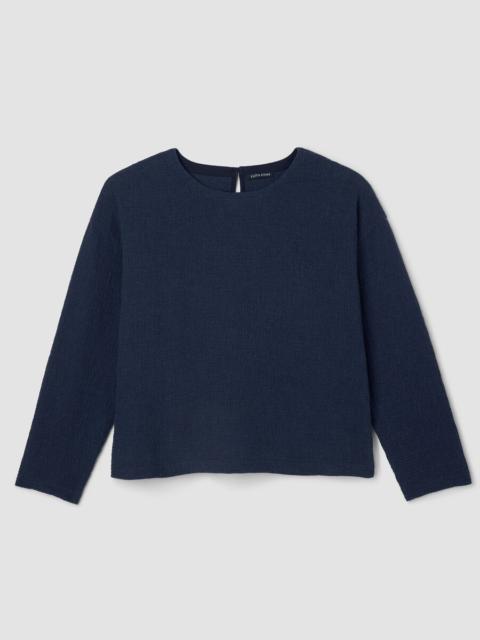 EILEEN FISHER Organic Cotton Doubleweave Round Neck Box-Top