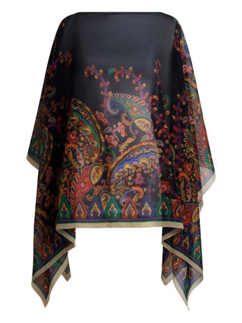 Etro floral paisley-print silk poncho