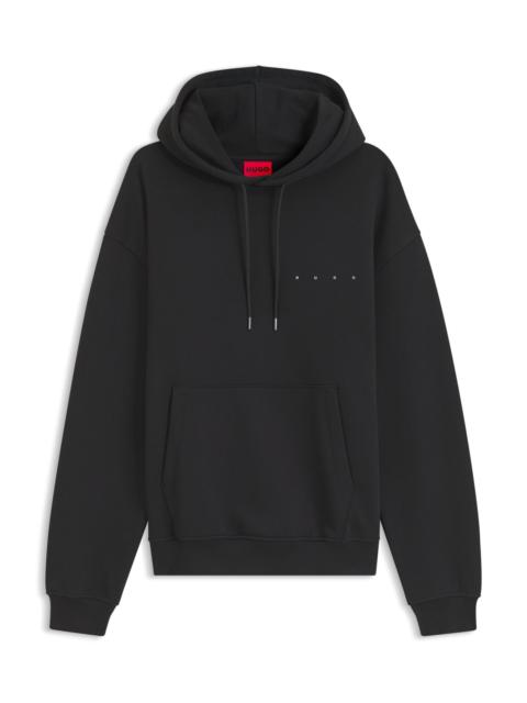 HUGO COTTON HOODIE WITH SPACED LOGO AND BACK GRAPHIC