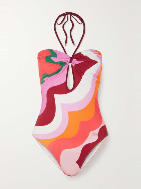 Etro Cutout printed halterneck swimsuit