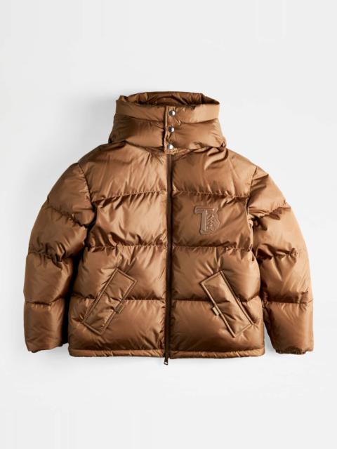 Tod's HOODED OVER DOWN JACKET - BROWN