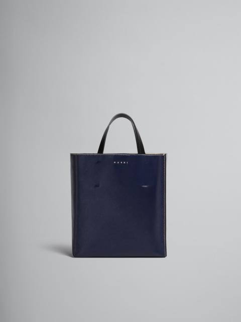 MUSEO SOFT SMALL BAG IN BLUE AND GREY LEATHER