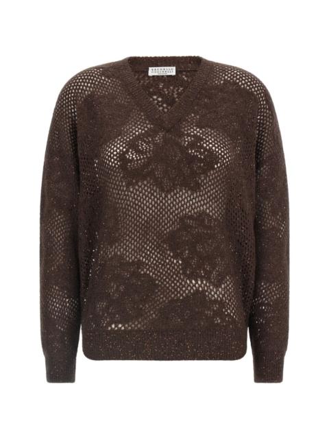 Brunello Cucinelli floral-lace sweater
