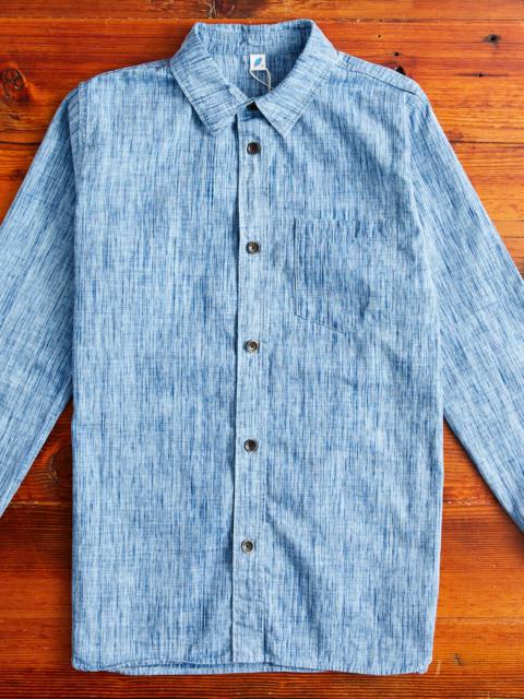 Pure Blue Japan 6oz Kasuri Chambray Button-Up Shirt in Indigo