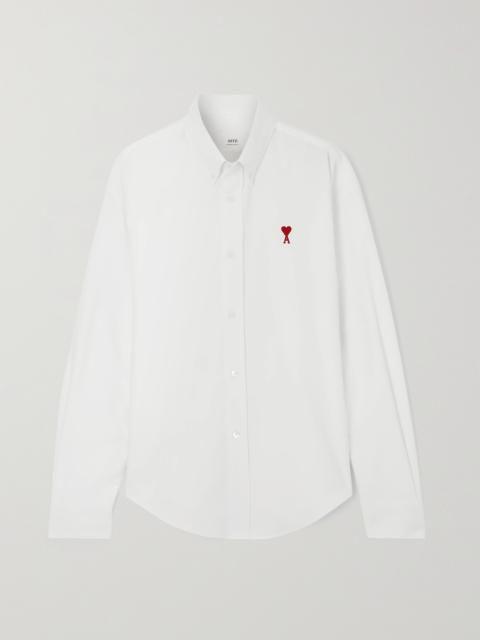 AMI Paris Adc Embroidered Cotton Oxford Shirt