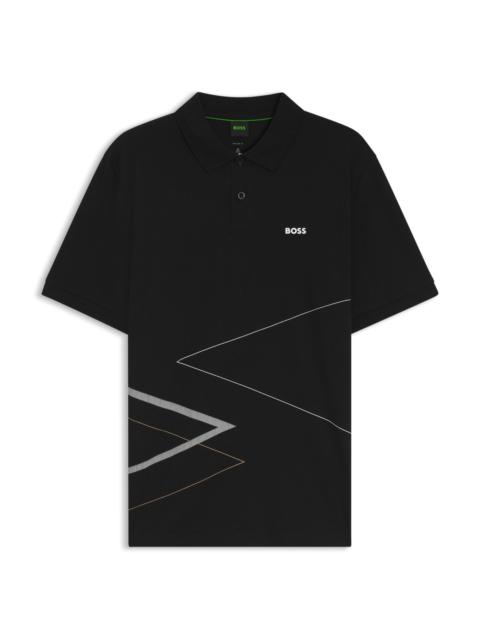 BOSS PIMA COTTON POLO SHIRT WITH PLACED PRINT