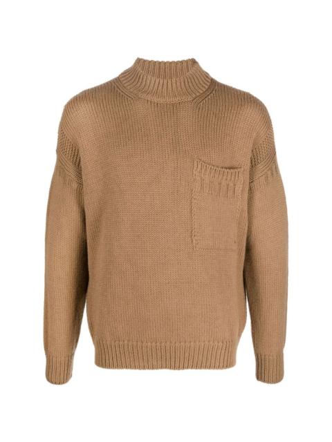 mock-neck knitted jumper