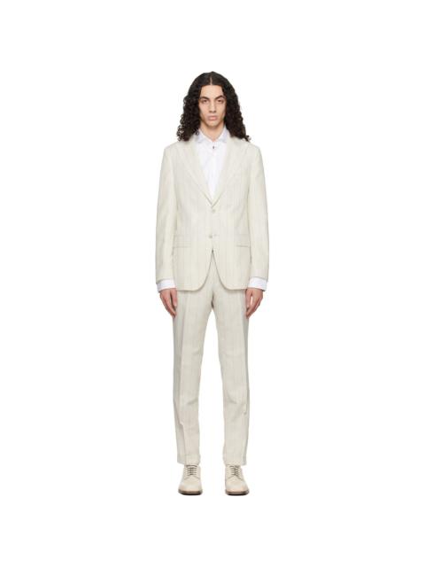 BOSS Off-White Two-Piece Slim-Fit Cotton Wool Suit