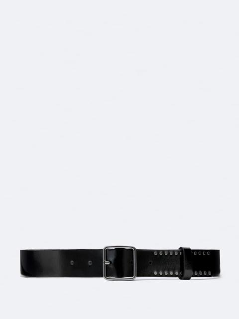 ALLSAINTS WYATT BAR-BUCKLE STUDDED LEATHER BELT