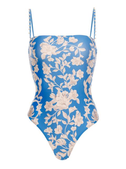 Agua by Agua Bendita Durazno Printed One-Piece Bathing Suit blue