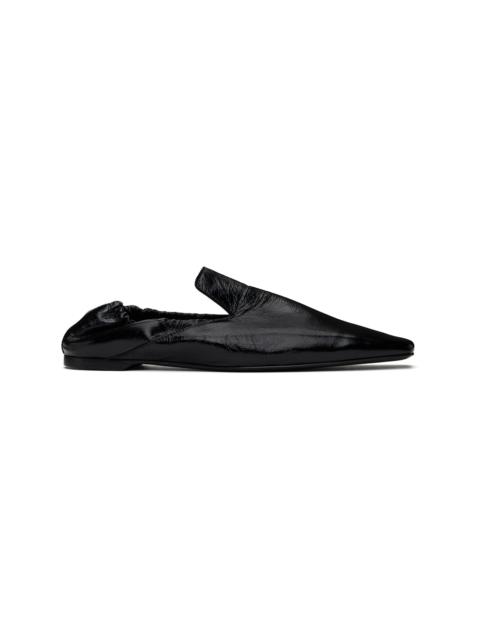 Black Elastic-Back Leather Loafers
