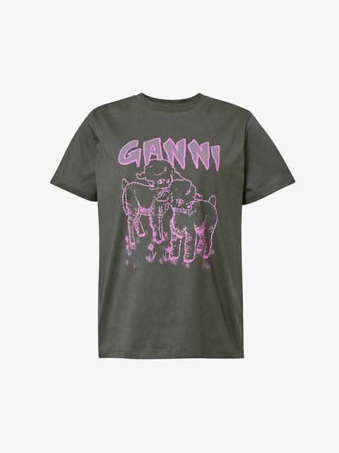 Lambs graphic-print organic-cotton T-shirt