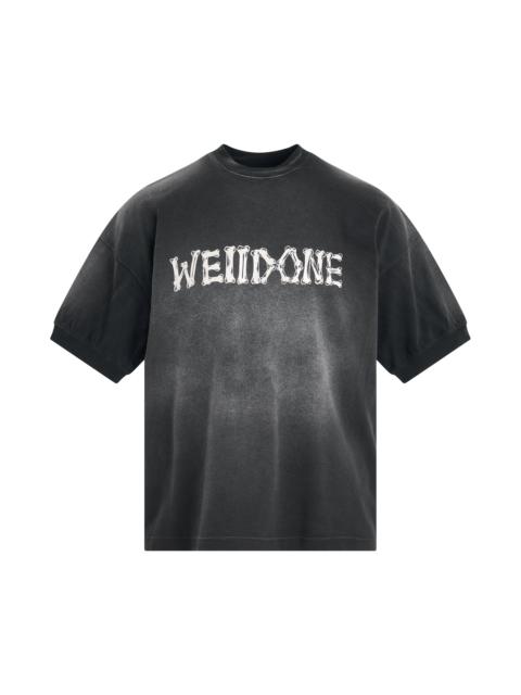 We11done Washed Ribbed Logo T-Shirt in Black