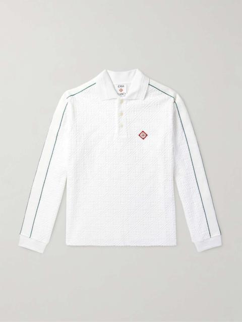 CASABLANCA Logo-Appliquéd Striped Cotton-Blend Terry-Jacquard Polo Shirt