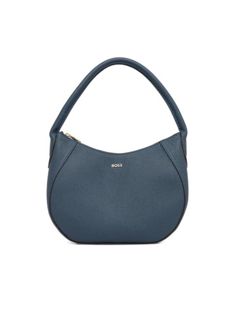 BOSS curved leather shoulder bag