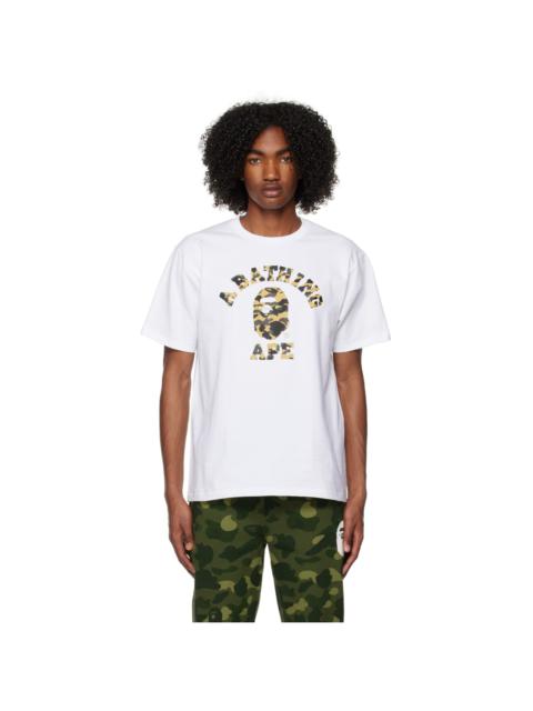 A BATHING APE® White 1st Camo College T-Shirt