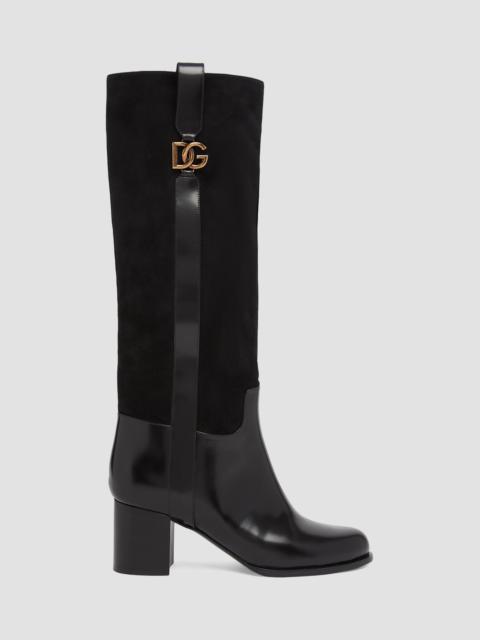 Dolce & Gabbana Women's Equestrian 60MM Suede & Leather Boots - Nero
