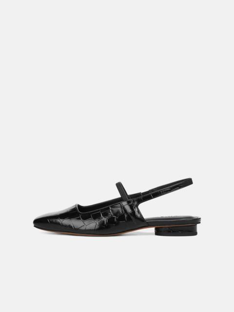 Vince Venice Croc-Embossed Leather Slingback Flat