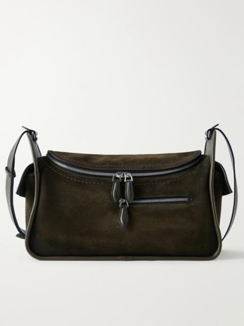 Berluti Périple Barrel Leather-Trimmed Suede Messenger Bag