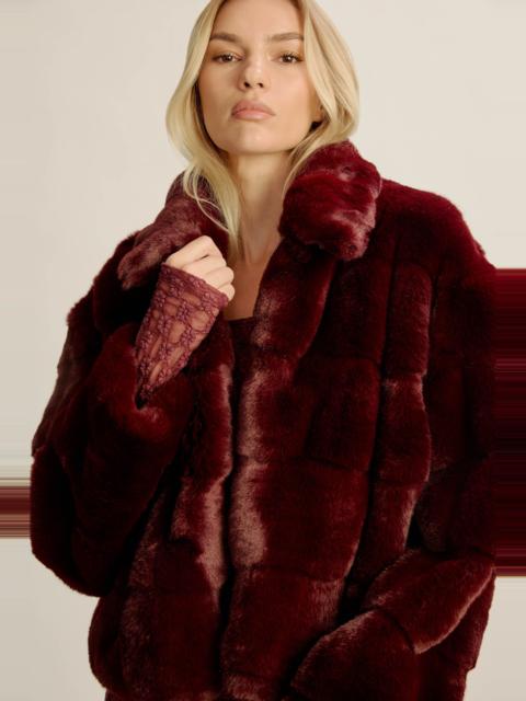BARDOT Sylvie Faux Fur Jacket In Burgundy